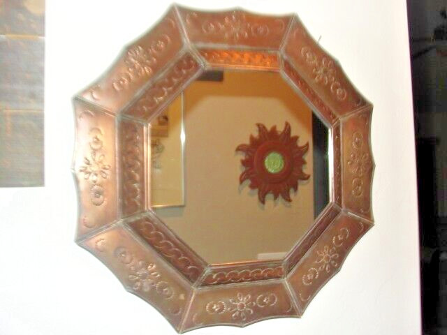 Octagonal Copper Wall Hanger with 10" Octagon Mirror