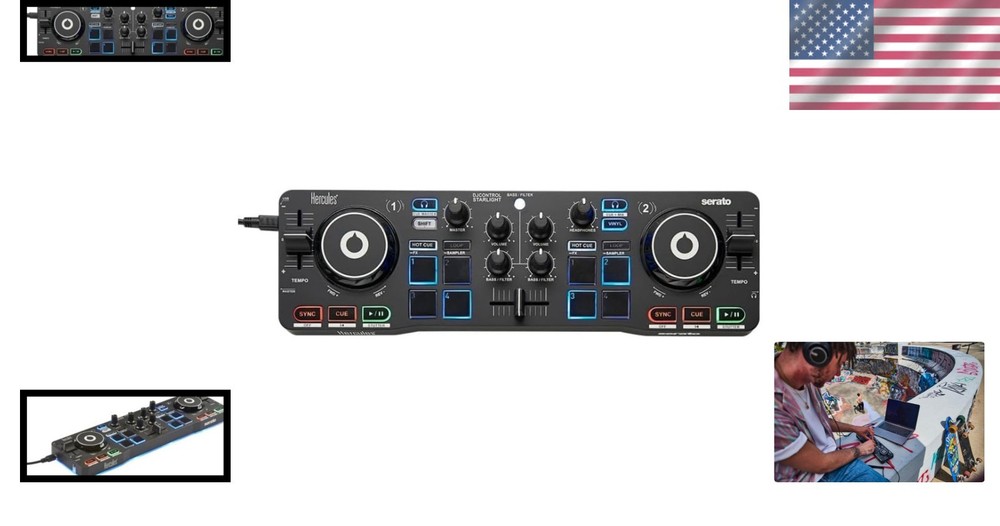 Touch-Sensitive DJ Controller | Built-in Sound Card