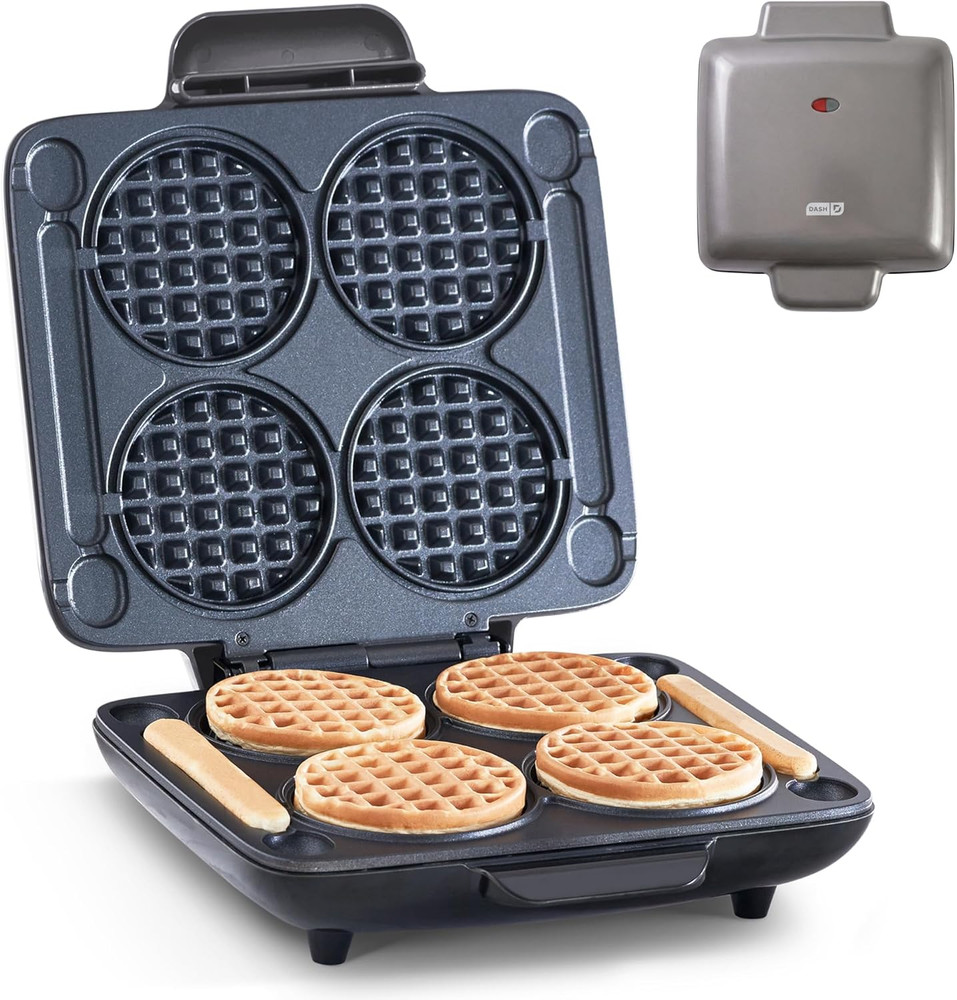 Multi Mini Waffle Maker - Makes Four Waffles at Once for Family Breakfasts - Dua