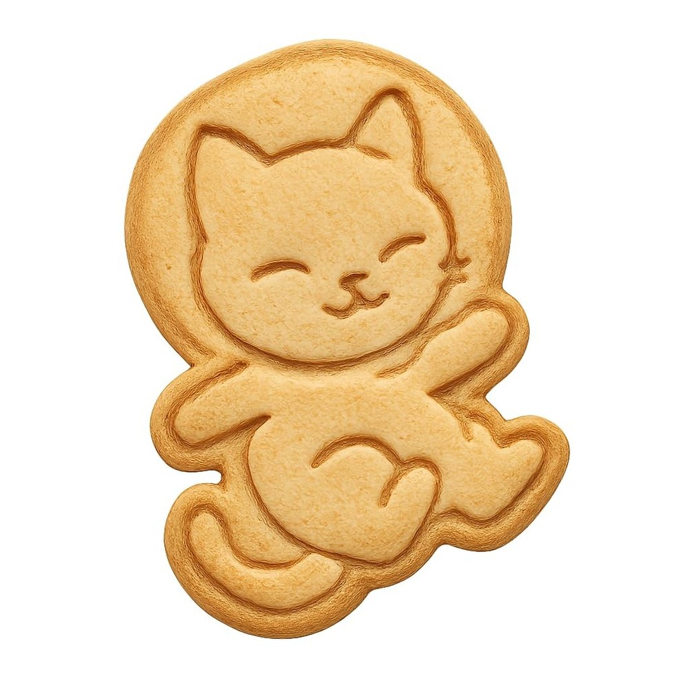 Floating Chibi Space Kitten Cookie Cutter & Stamp - 4x3.3
