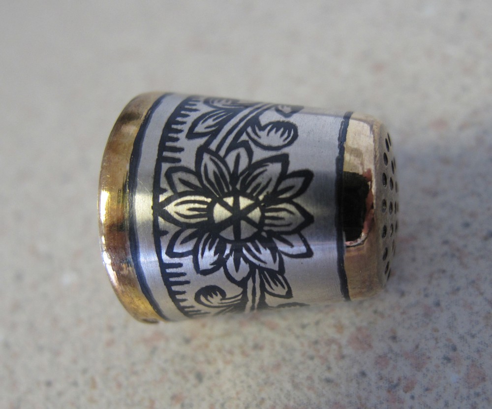 Russian Soviet Thimble sterling silver gold flower 925 Наперсток Серебро