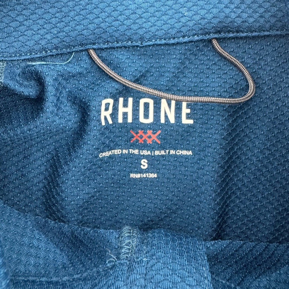 Rhone Mens Small Quarter Zip Long Sleeve Textured Athletic Pullover Blue