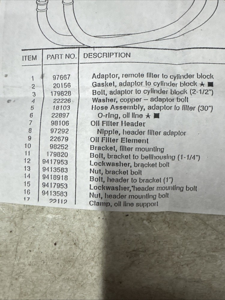 Crusader Marine Remote Oil Filter Kit 22026