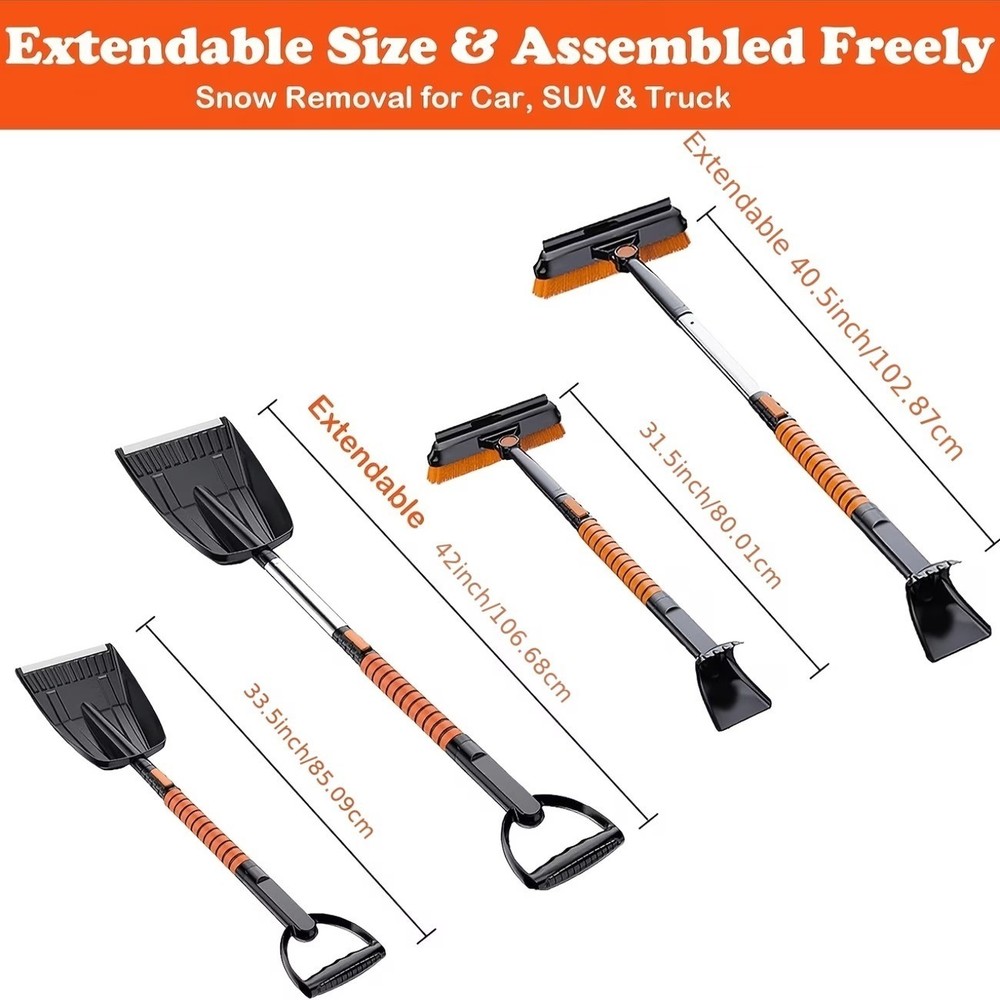 5 - 1 Ice and Squeegee Scraper with Snow Shovel 32"-42" Extendable Set