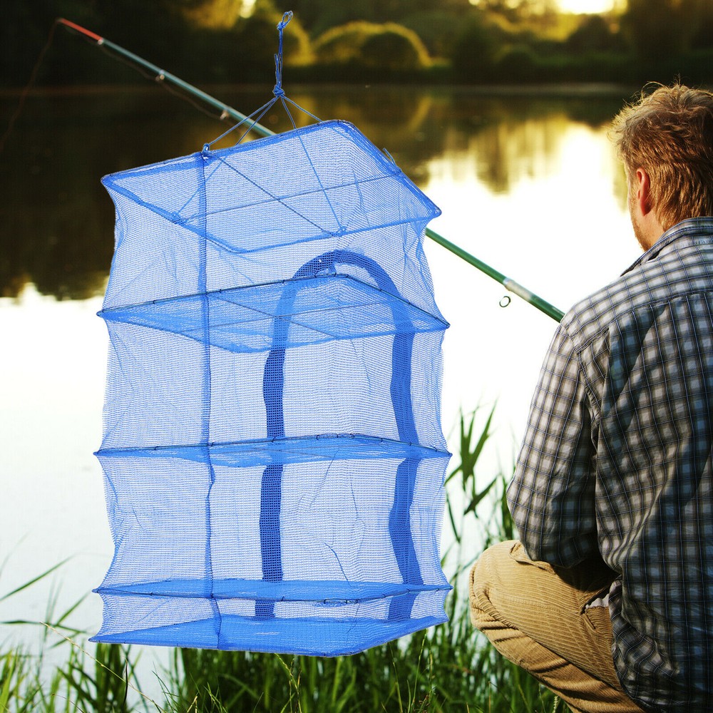 Hanging Drying Food Dry Net 4 Layer Shelf Hang Cages Fish Folding Mesh Shelves
