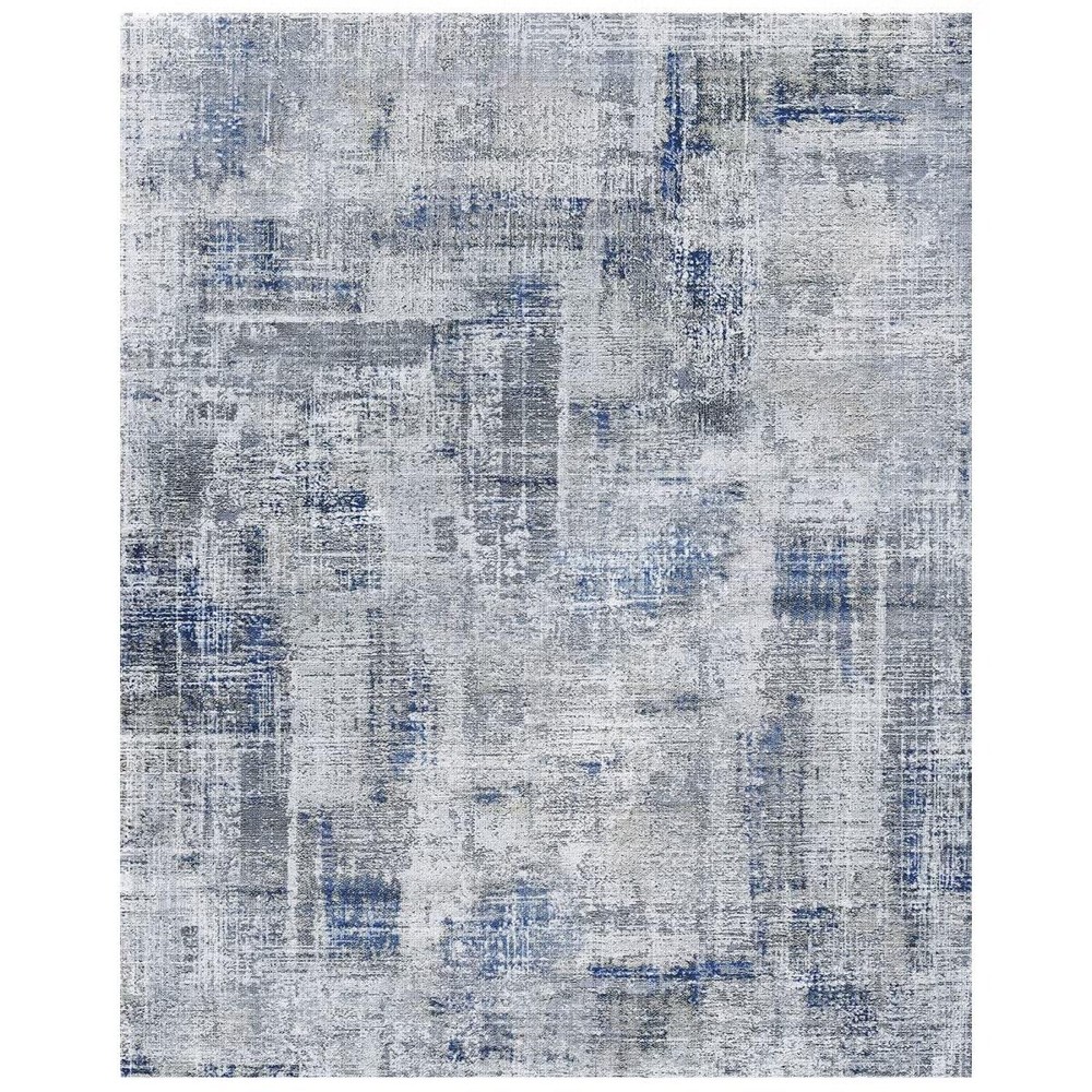 Eleisa Modern Abstract 6x9 Area Rug for 6' x 9' (Rectangular), Blue/Grey