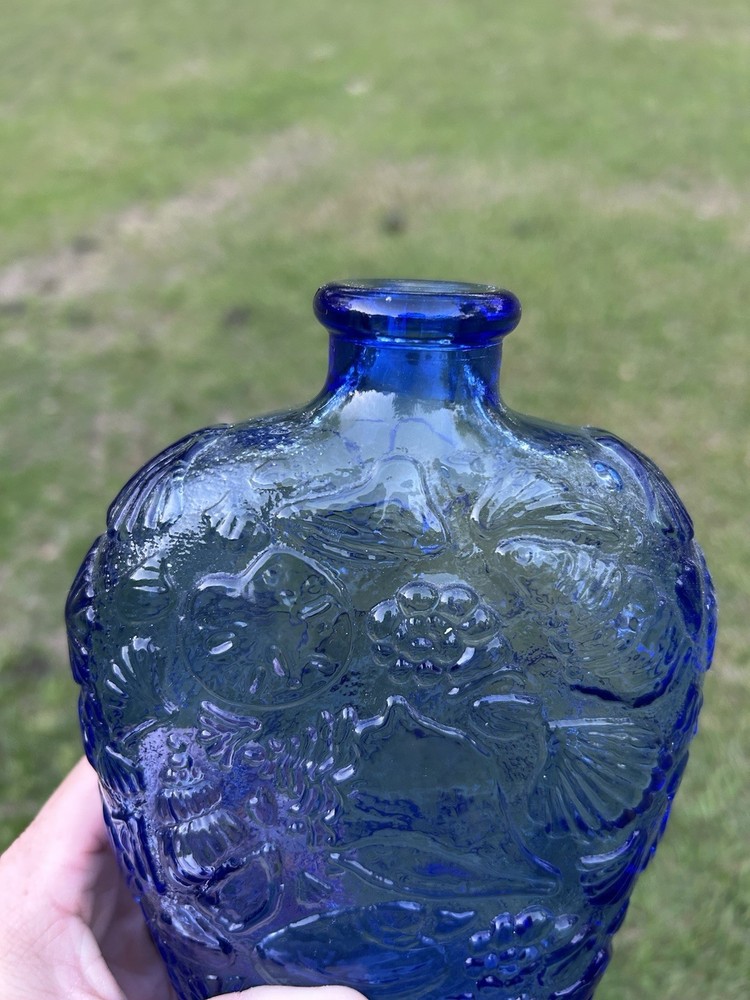 Cobalt Blue Corktop Seashell Bottle