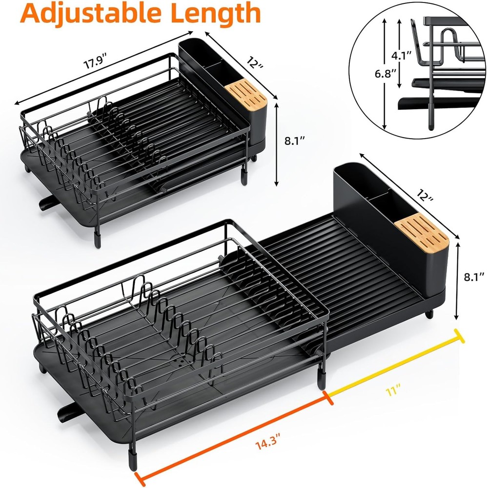 Large Dish Drying Rack Expandable Dish Racks Kitchen Counter Multifunctional