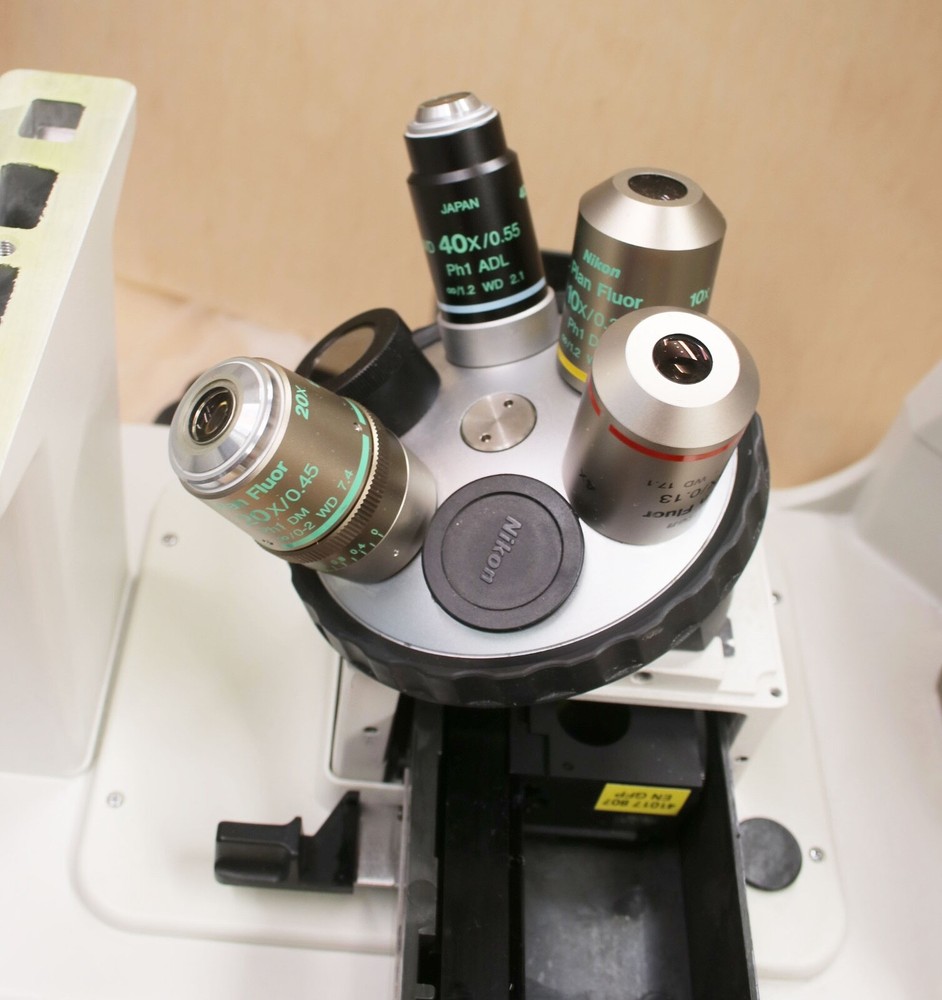 Nikon Eclipse TE300 Inverted Phase Contrast Fluorescence Microscope 5 Objectives