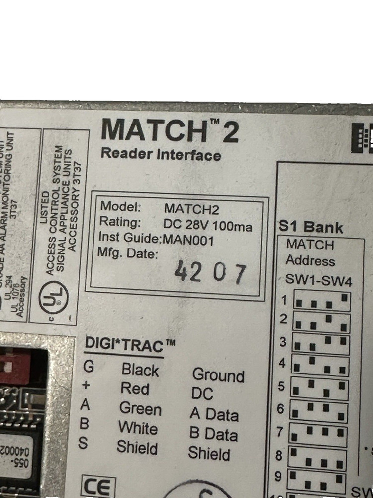 HIRSCH ELECTRONICS Match 2 Reader Interface