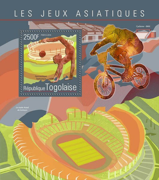 2014 TOGO MNH. ASIAN GAMES    | Y&T Code: 906  |  Michel Code: 6388 / Bl.1095