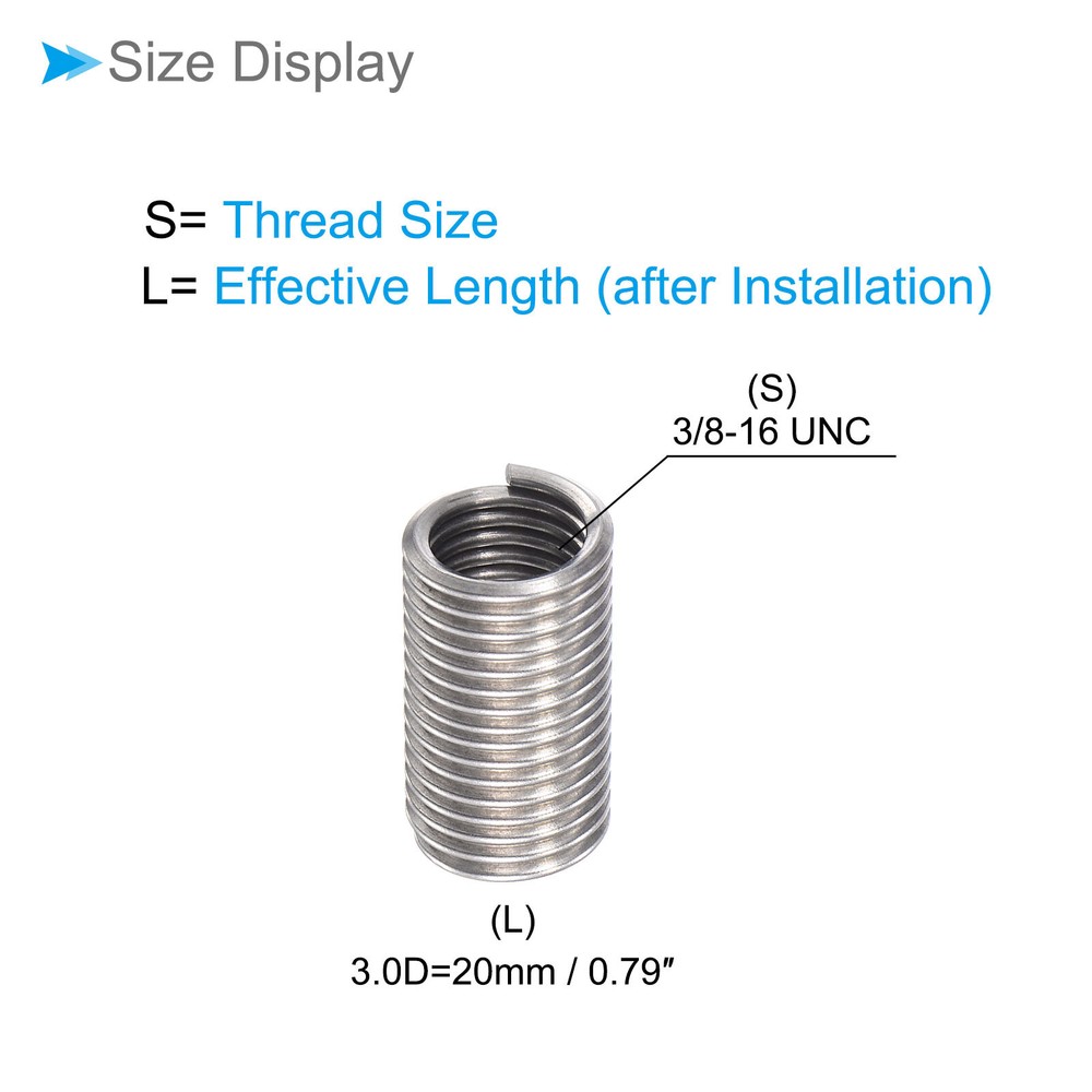 10pcs 3/8-16 UNC 3.0D Wire Thread Repair Insert Helical Type Coiled