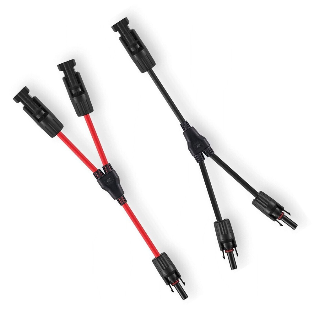 2pcs Y Branch Solar Panel Connector Cable 30A 1 to2 Parallel Adapter Waterproof