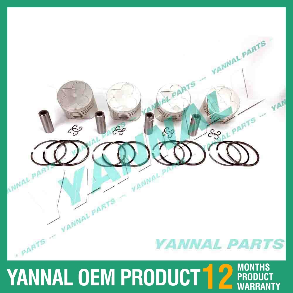 4Pcs Piston With Piston Ring+0.5mm For Kubota V3300IDI 91H engine (oversize)