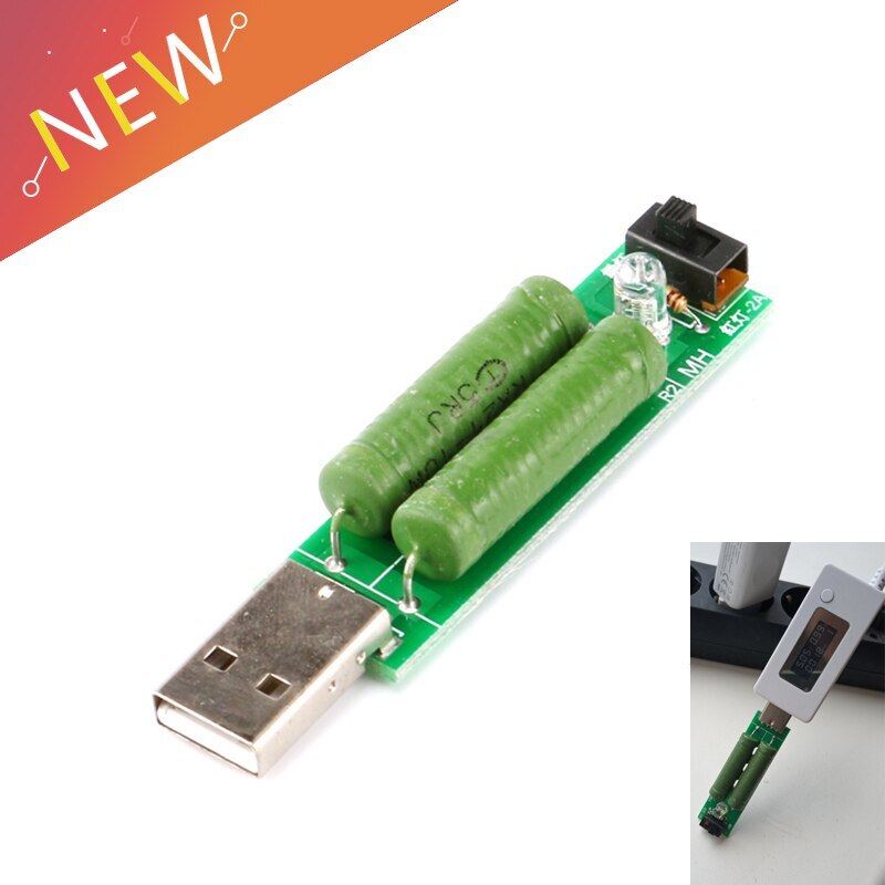 USB Mini Discharge Interface Load Resistor with Switch Adjustable 2A 1A Battery