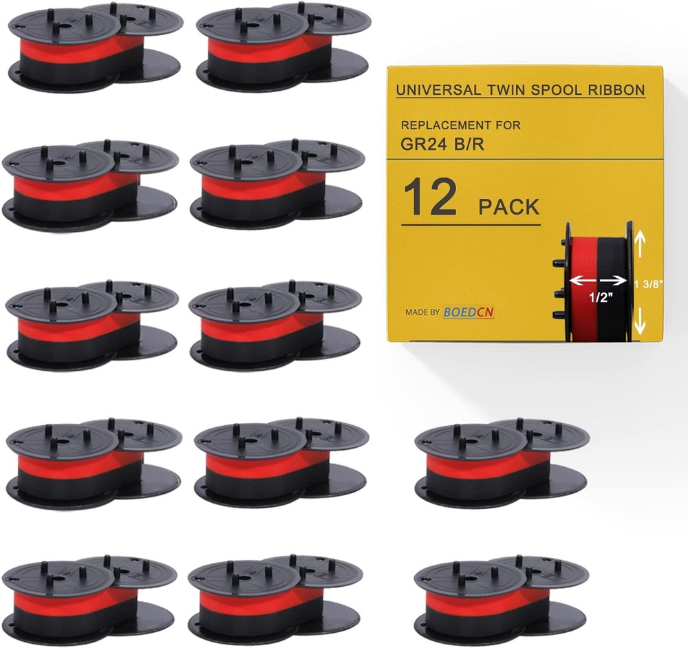 12 Pack Replacement Universal Twin Spool Calculator Ribbon Adding Machine Ribbon