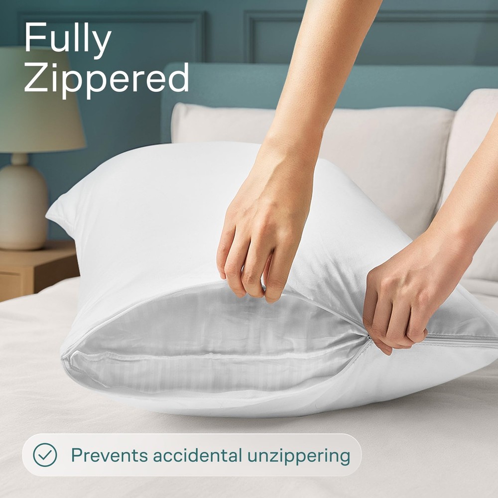 Pillow Protectors King 2 Pack, Waterproof, 20x36 Inch, Bed Bug Proof, White