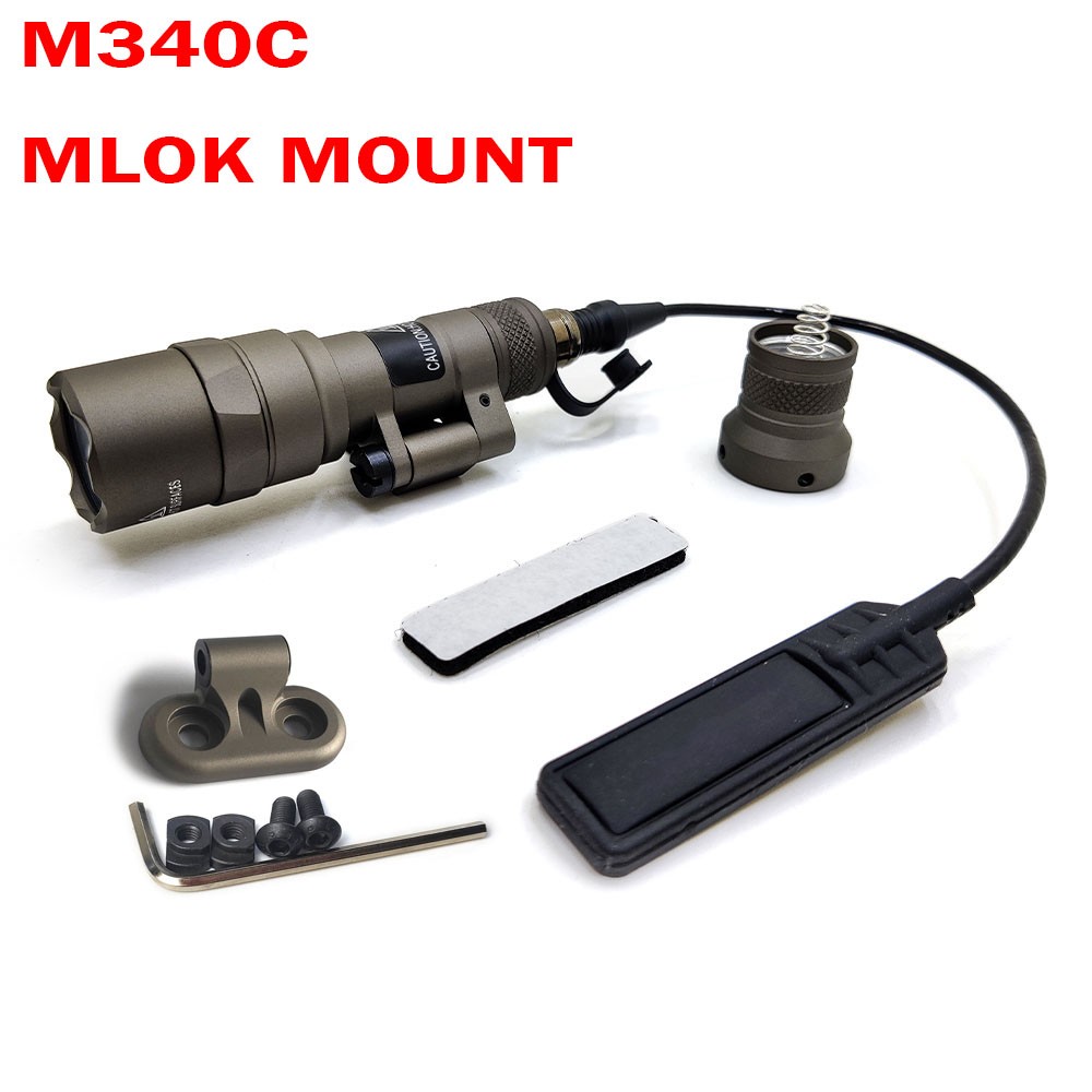 M340C LED Flashlight M340 Weapon Light with Remote Switch Offset Mount 20mm Rail