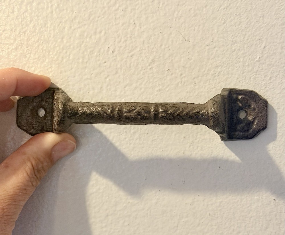 2 RUSTIC Cast Iron Barn Handles Gate Pull Shed Door Handles Fancy Drawer Pulls