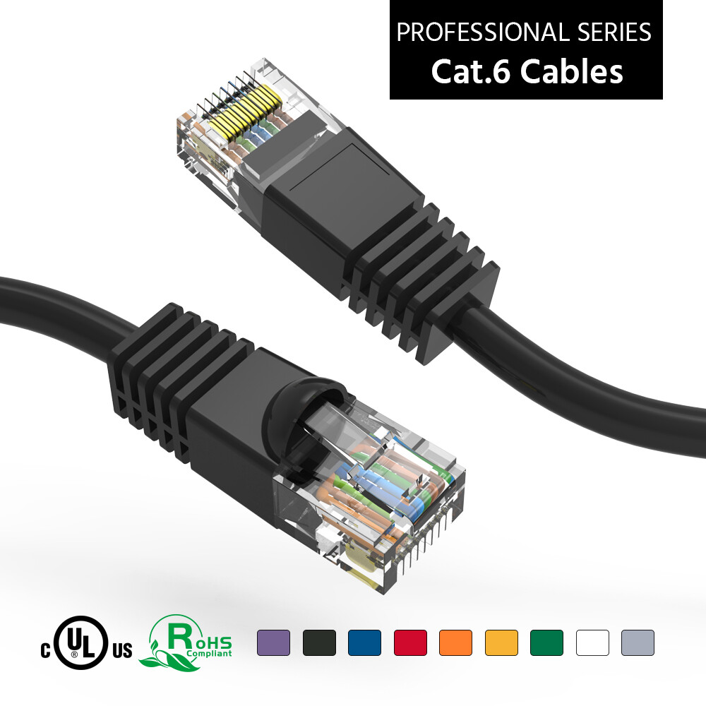 10Ft CAT6 UTP Ethernet Network Booted Cable Black