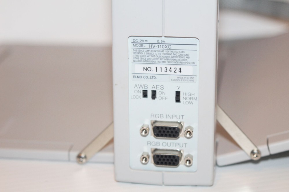 Elmo HV-11-110XG Digital Visual PresenterProjector + Power Supply & Cable TESTED