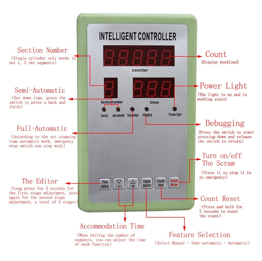 1763Lbs Pneumatic Punch Press Machine with Controller Dual Columns Three Boards