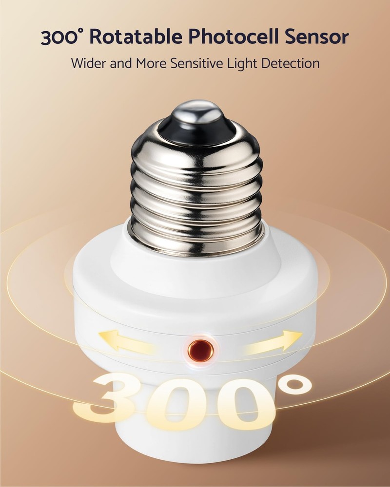 otnofok Light Sensor Socket, E26/E27 Bulb Automatic Dusk White