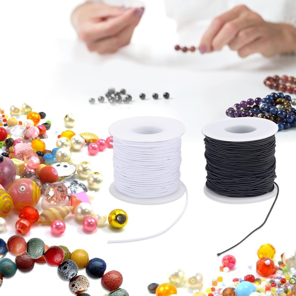 Stretchy String for Bracelets, 2 Rolls (1.0mm) 330 Feet Sturdy Elastic String C