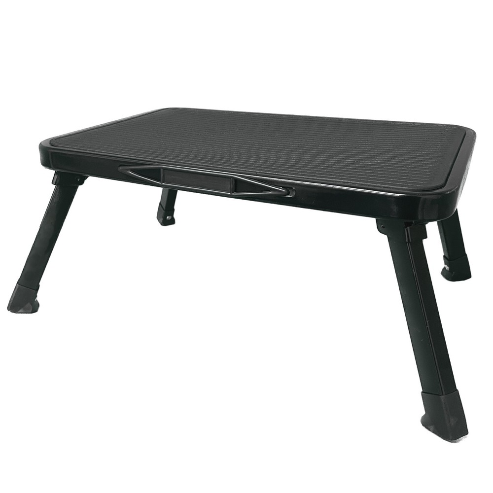 Single Caravan Kitchen Folding Step Stool- 150kgs Capacity Motorhome Home Black