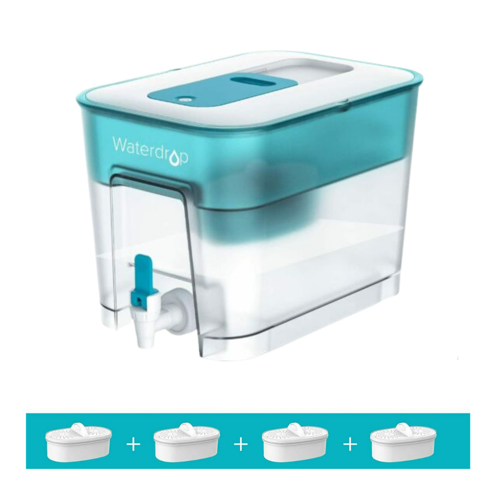 200-Gallon Long-Life 20-Cup Water Filter Dispenser with 4 Filter, Blue