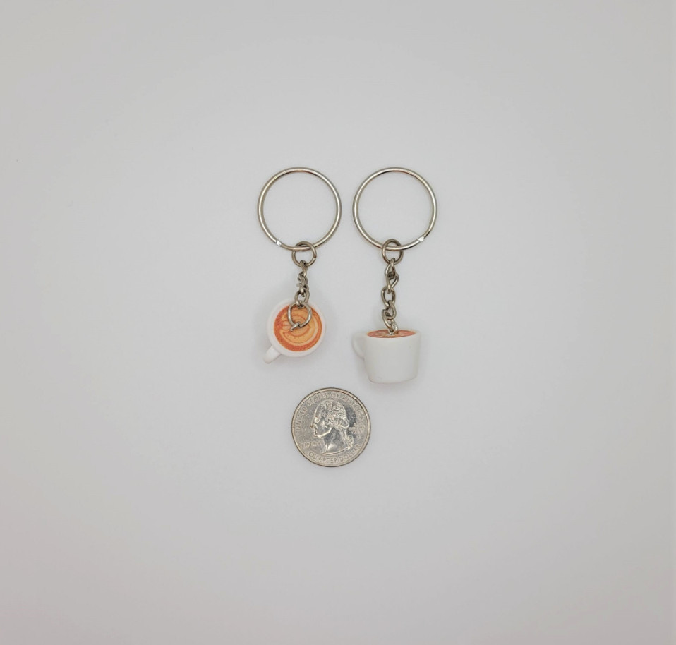 Latte keychain, Coffee keychain, Coffee cup keychain