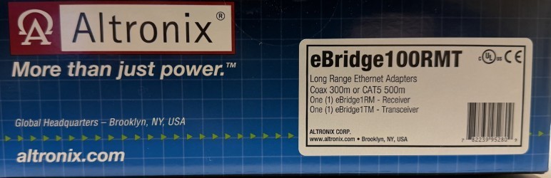 Altronix eBridge100RMT Long-Range Ethernet Single Port Adapter Kit. NIB