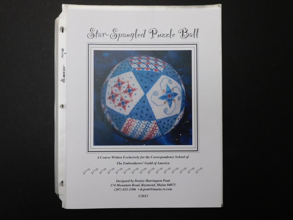 Star-Spangled Puzzle Ball Embroidery Pattern (PC14-16)