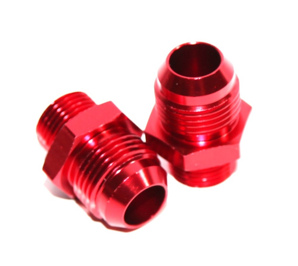 2pc RED 10AN AN-10 to M18x1.5 NPT Male Thread Straight Aluminum Fitting Adapter