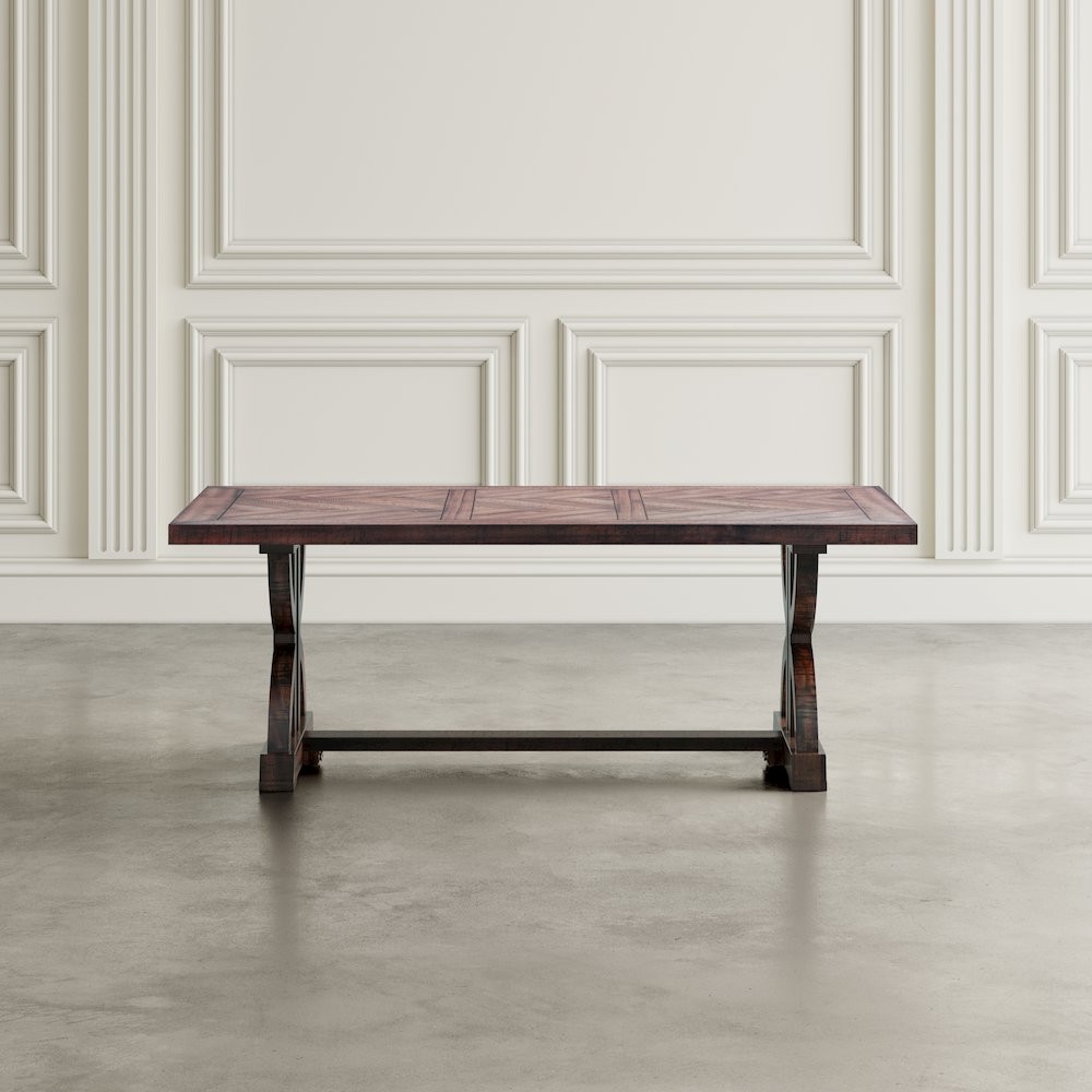 Fairview Transitional Herringbone Distressed Acacia Coffee Table