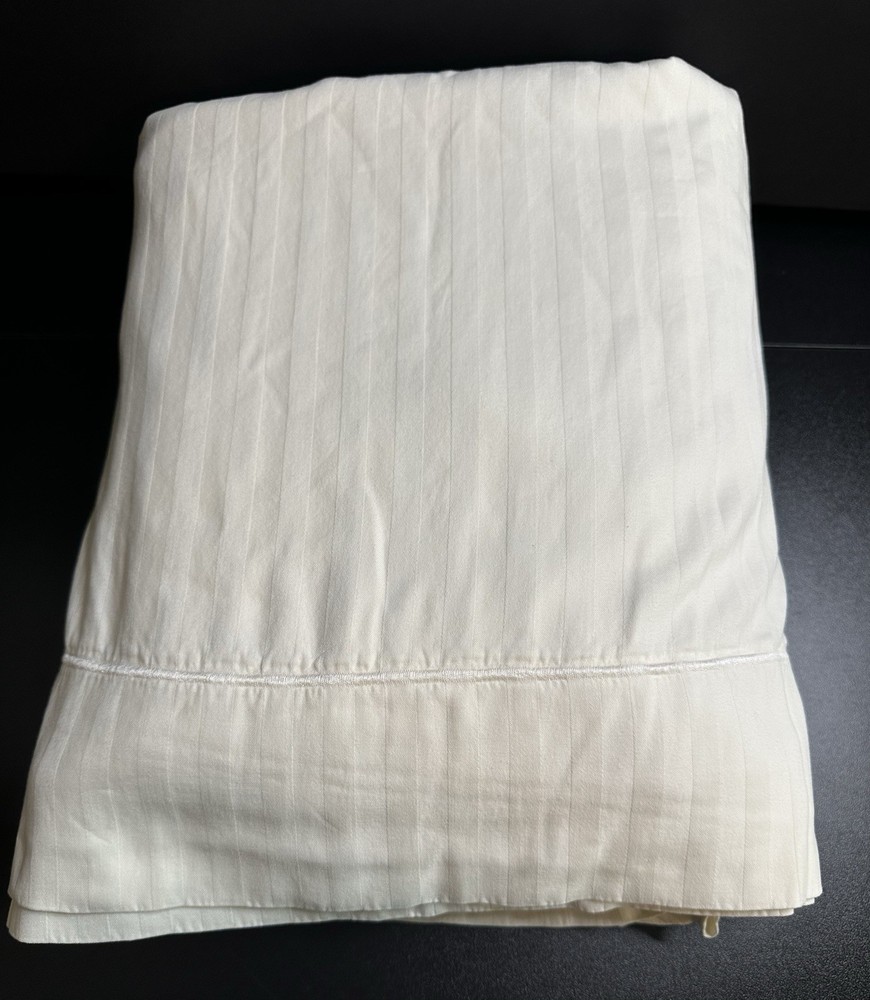 Wamsutta Striped King Flat Sheet Off White
