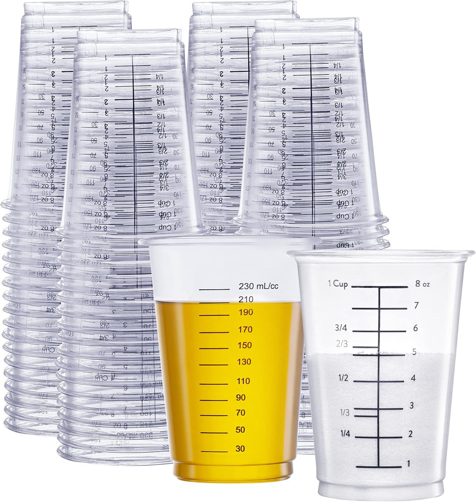 GUSTO [10 Oz. - 50 Count] Multipurpose Disposable Plastic Measuring Cups - Bakin