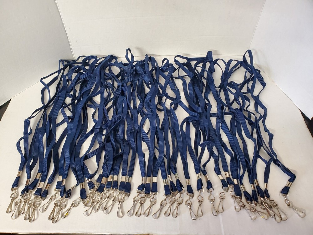 33 Blue Flat Braid Lanyards