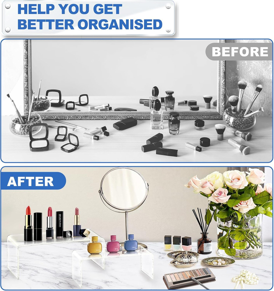 Clear Acrylic Display Risers Set of 10 Large Rectangular Stands for Decor
