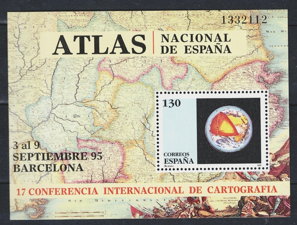 Spain Space Map Souvenir Sheet MNH 1995 A-C