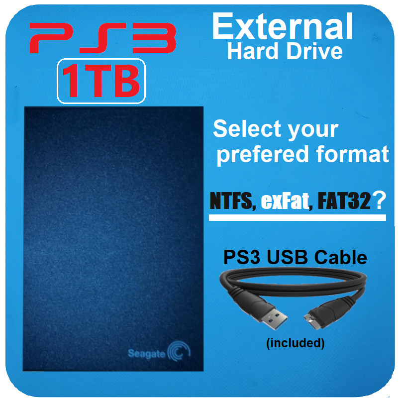PS3 1TB External Hard Drive for Custom Firmware (mods) Select format