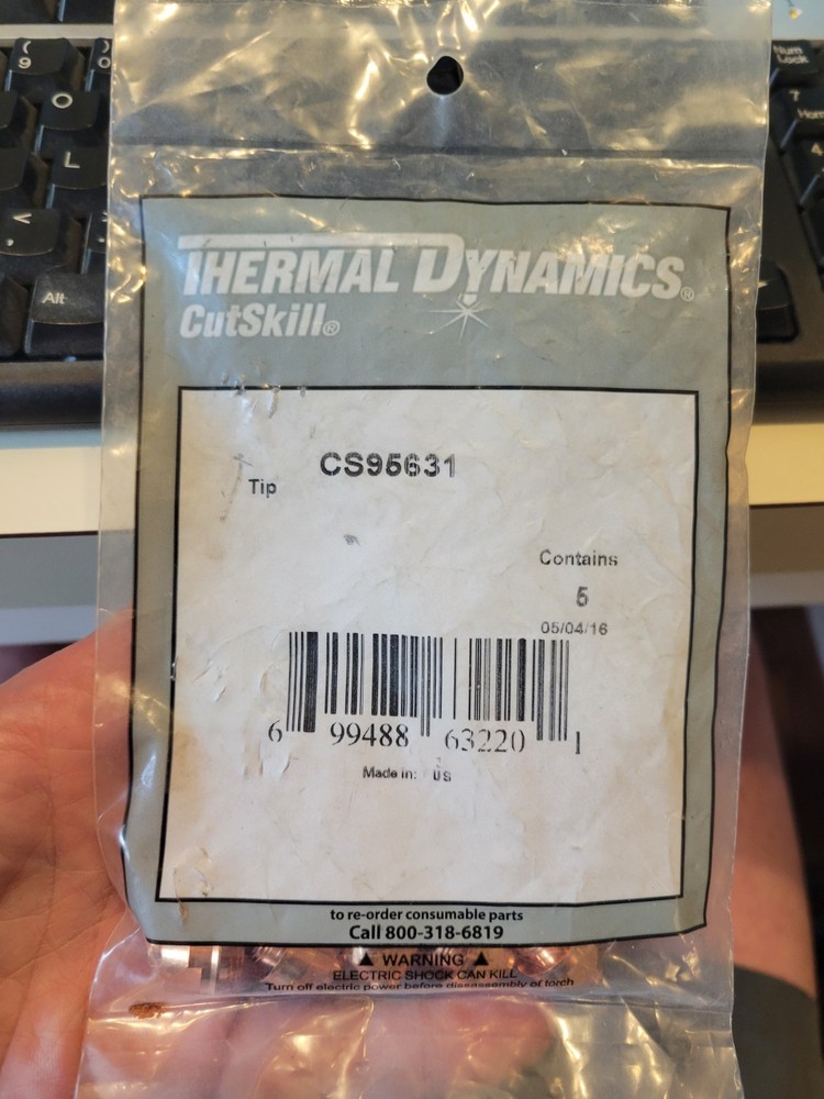 PLASMA 9-5631 TIP 5/PKG CUTSKILL CS95631 THERMAL DYNAMICS