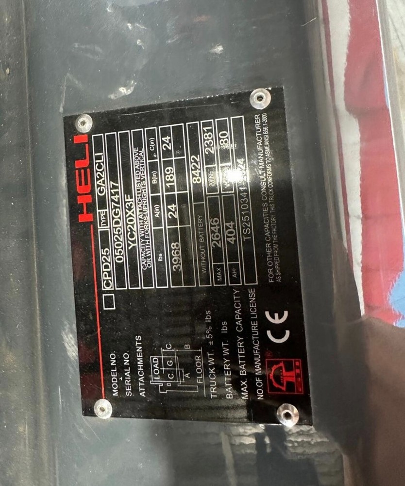 HELI 25 ELECTRIC FORKLIFT - 5000 LB
