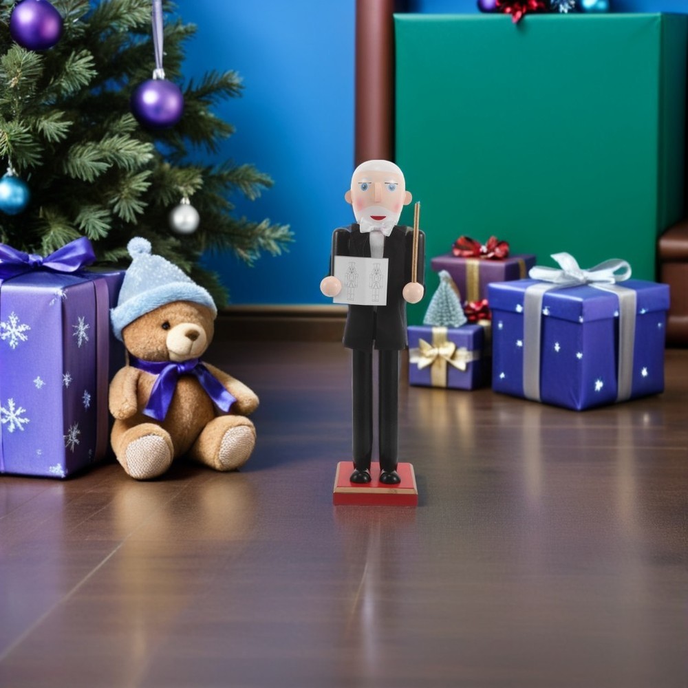 Wooden Professor Nutcracker Decorative Black Nutcrackers Decoration