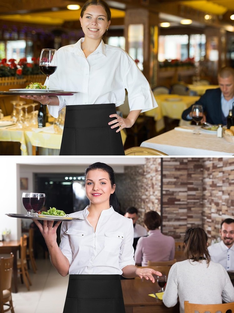 Server Aprons,Waterproof Waitress Aprons bulk Heavy Duty Kitchen Aprons with ...