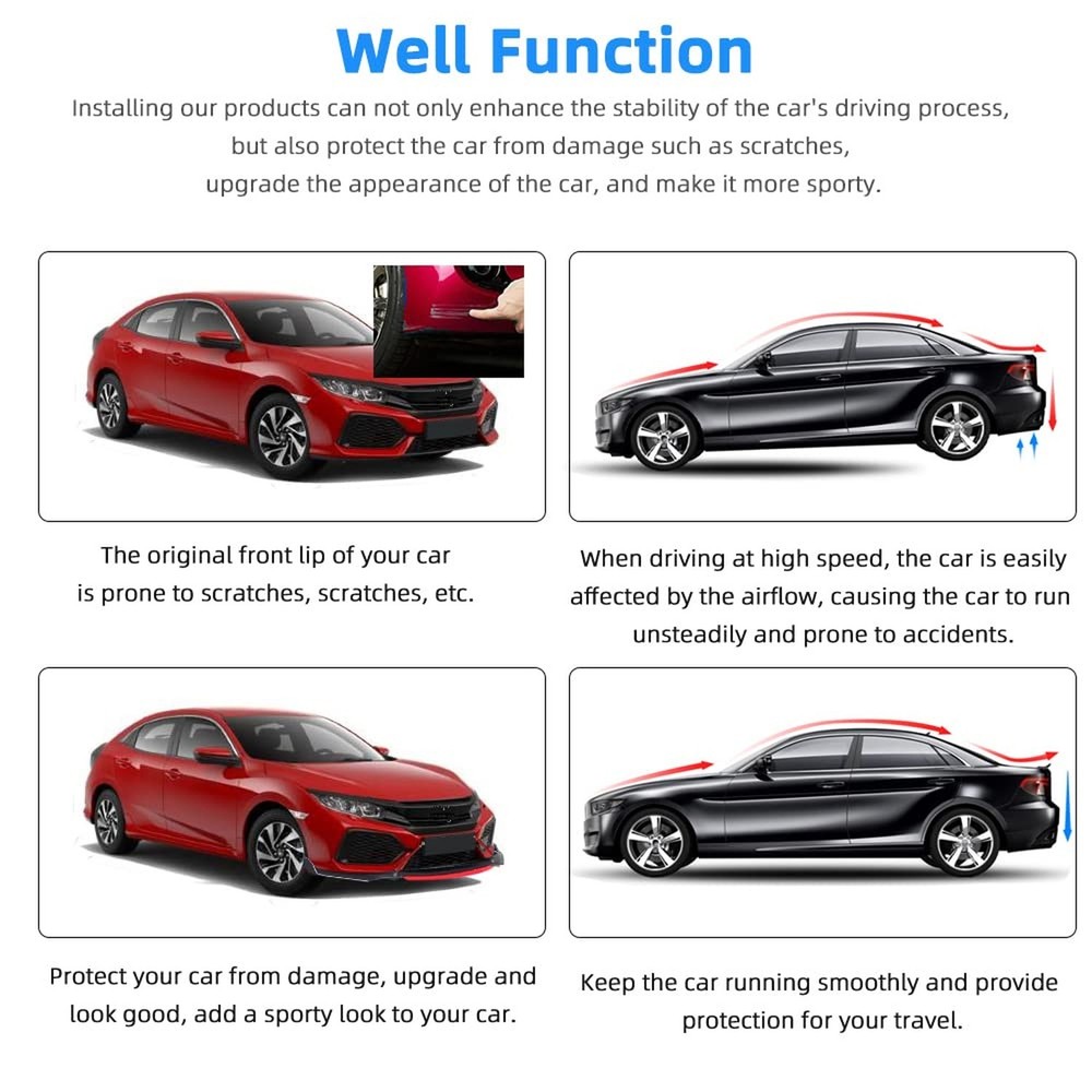 DREAMIZER Universal Front Bumper Lip Chin Spoiler Splitter Diffuser Protector...