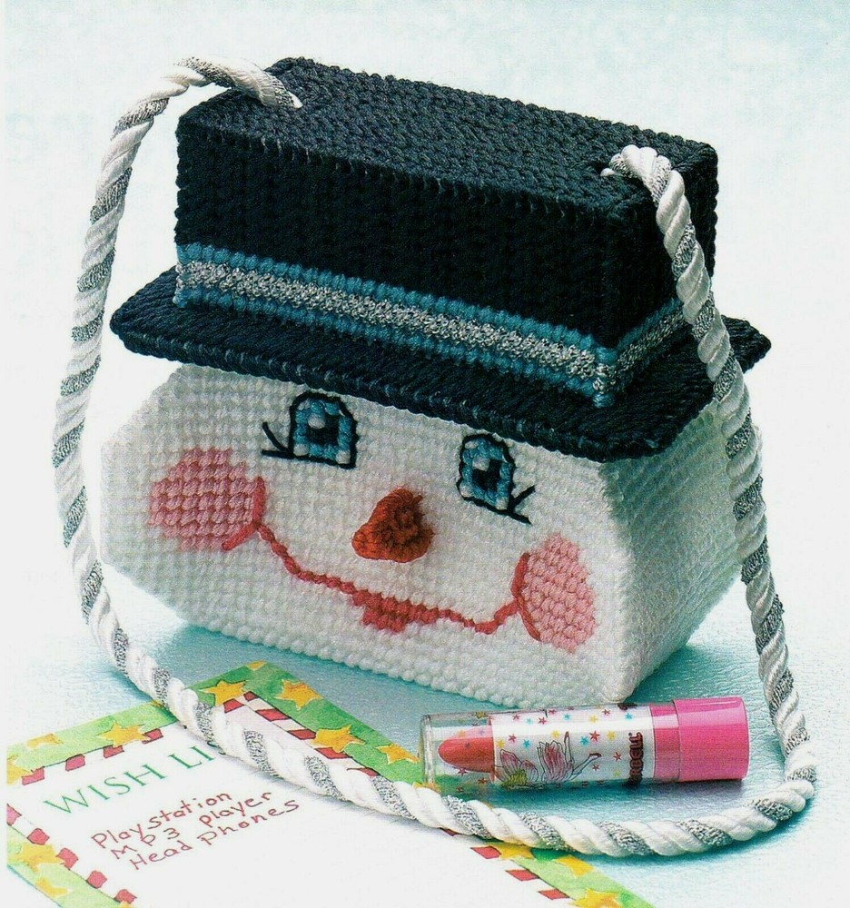 SMILING SNOWMAN PURSE CHRISTMAS PLASTIC CANVAS PATTERN INSTRUCTIONS