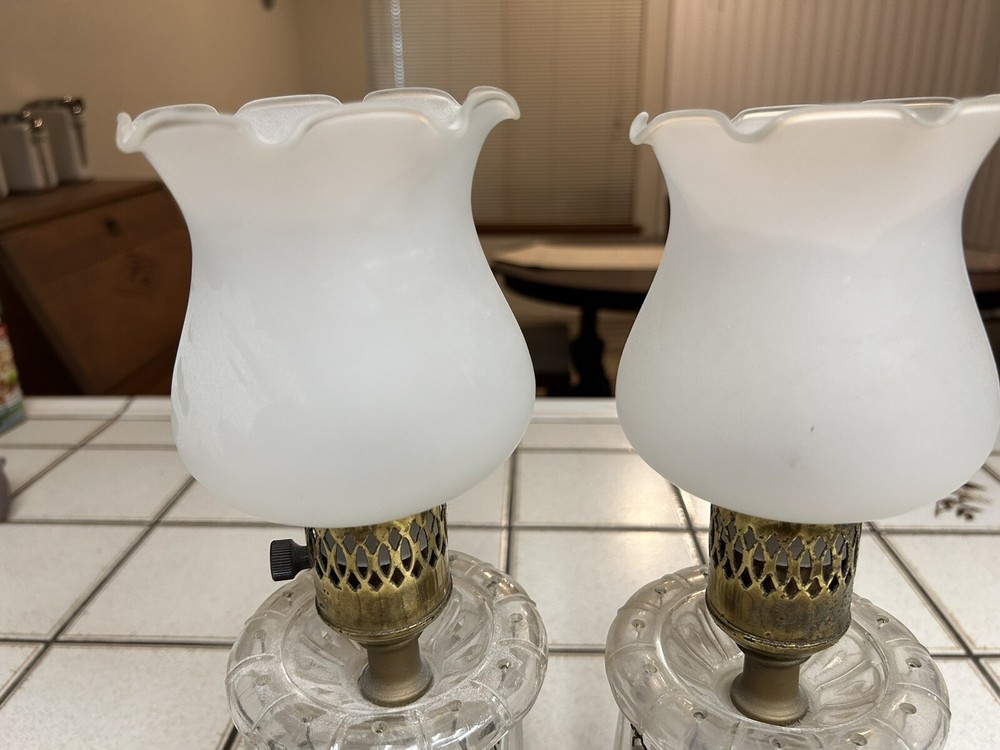 vintage crystal lamp set 2