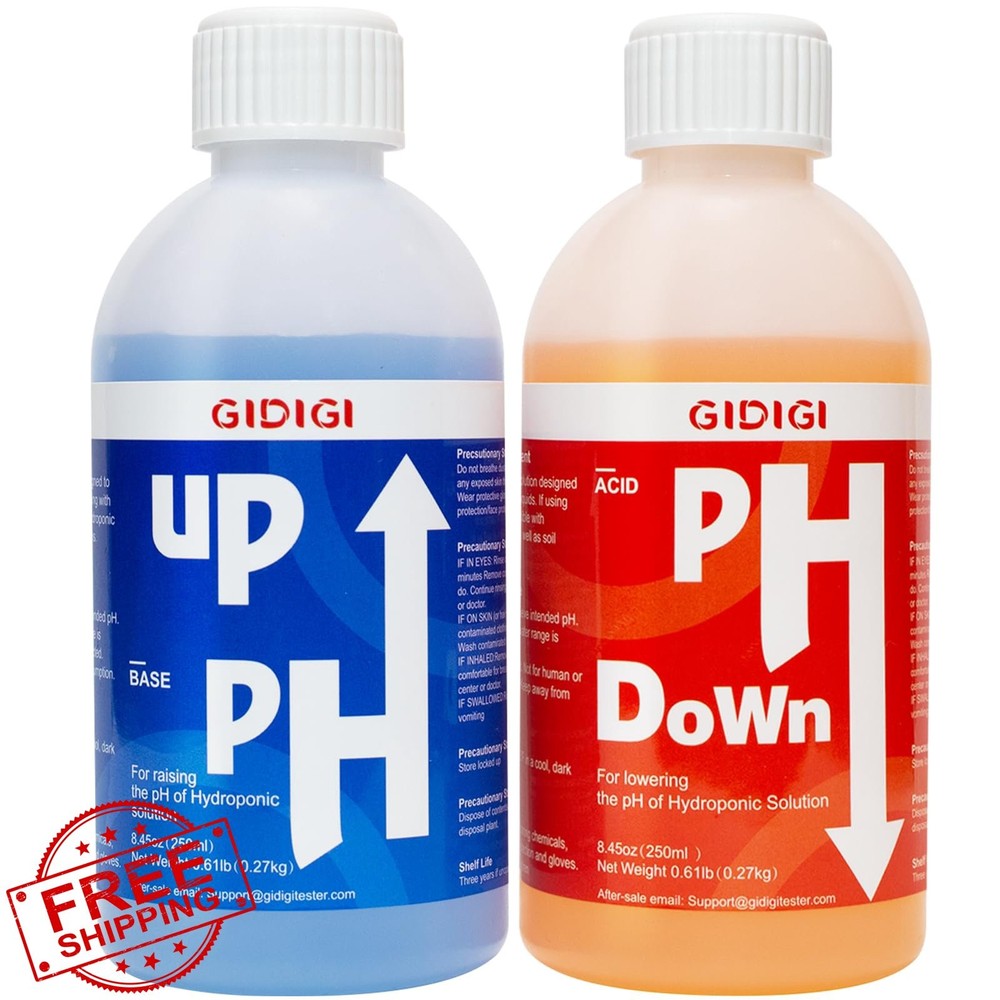 Hydroponics pH Up Down Solution 8.45oz pH Adjuster Kit Test Strips