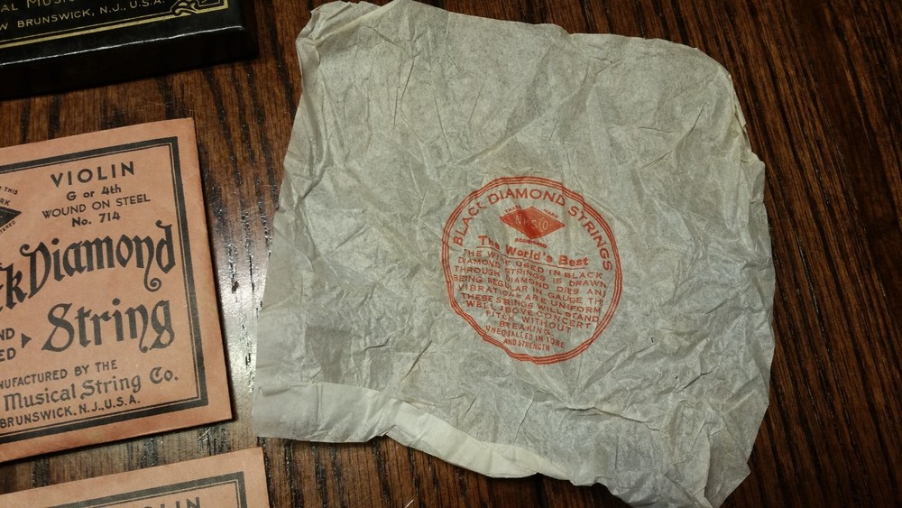 Vintage Black Diamond Violin Strings in Box